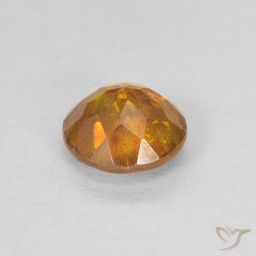 Sfalerite Arancio intenso-OroG naturale da 0.59 ct, Rotondo, SI-I1