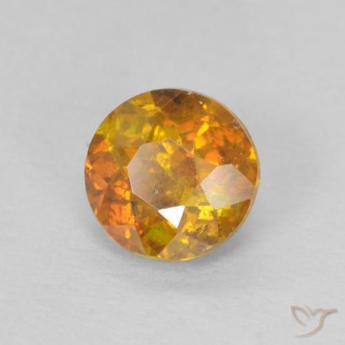 Sfalerite Arancio intenso-OroG naturale da 0.71 ct, Rotondo, SI-I1