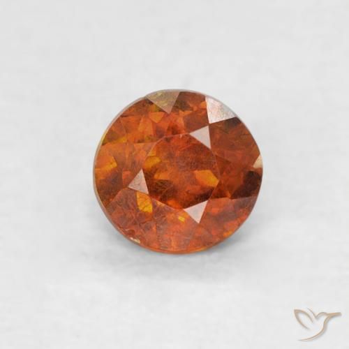 0.31ct Naturale Arancia Fuoco Sfalerite, Rotondo, SI-I1, Photo A