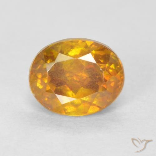 0.91ct Naturale Arancio Scuro-Oro Sfalerite, Ovale, VS-SI