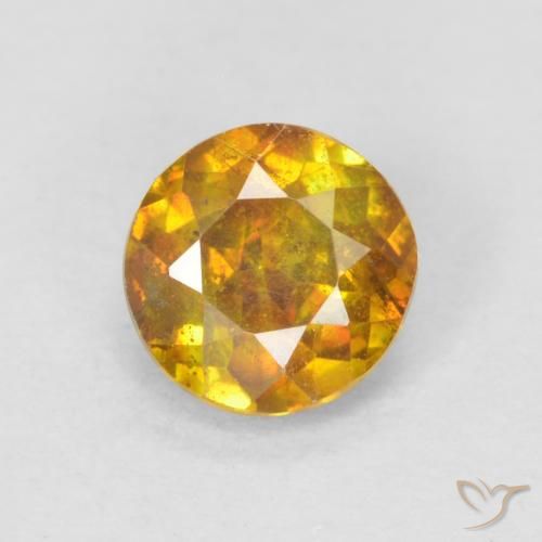 0.66ct Naturale Arancio Scuro-Oro Sfalerite, Rotondo, SI-I1
