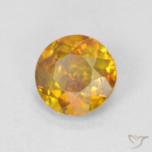 Sfalerite Arancio Scuro-Oro naturale da 0.66 ct, Rotondo, SI-I1