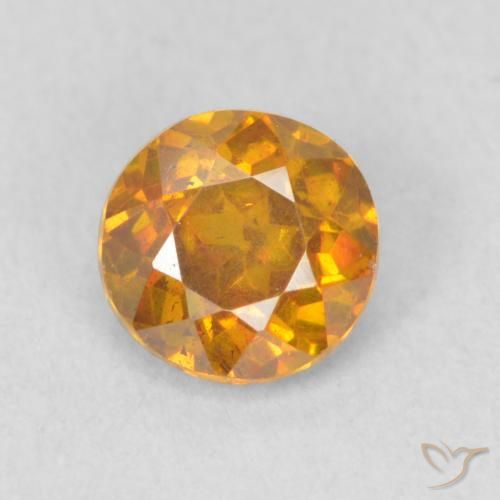 0.68ct Naturale Albicocca Arancia Sfalerite, Rotondo, VS-SI