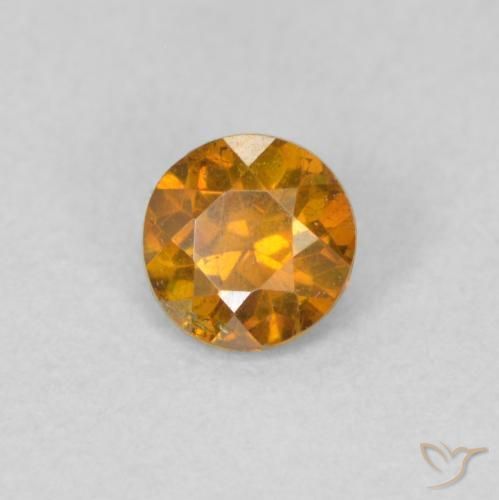 Sfalerite Arancio Medio naturale da 0.36 ct, Rotondo, VS-SI