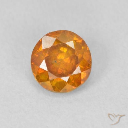 0.53ct Naturale Albicocca Arancia Sfalerite, Rotondo, VS-SI