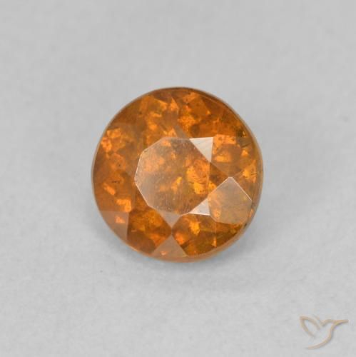Sfalerite Arancio Medio naturale da 0.91 ct, Rotondo, VS-SI