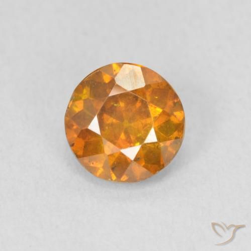0.85ct Naturale Arancio Medio Sfalerite, Rotondo, VS-SI