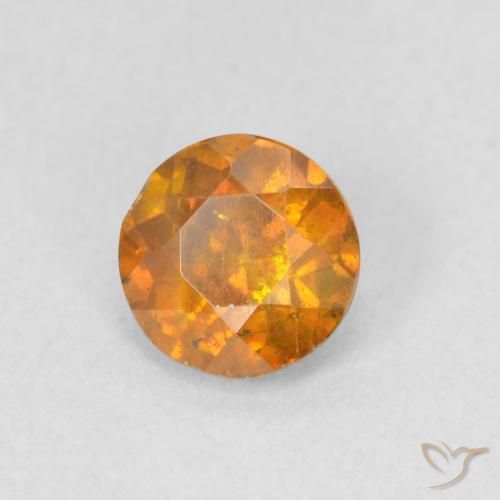 Sfalerite Arancio Medio naturale da 0.85 ct, Rotondo, VS-SI