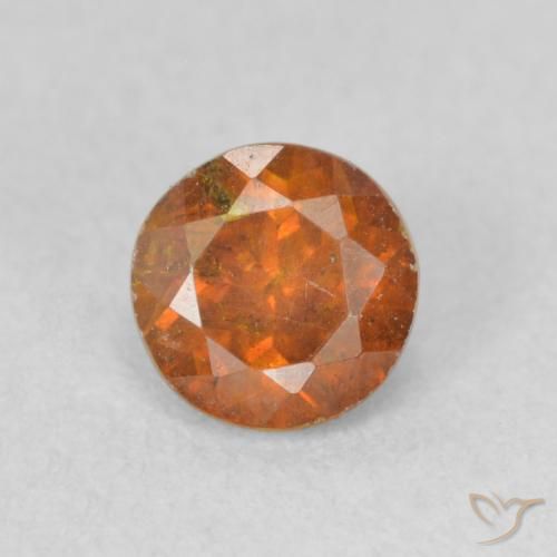 0.65ct Naturale Arancione scuro Sfalerite, Rotondo, SI
