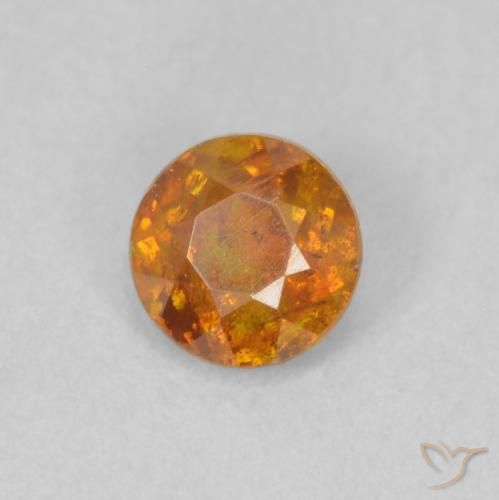 Sfalerite Arancio Medio naturale da 0.46 ct, Rotondo, SI