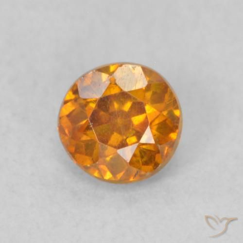 0.35ct Naturale Arancio Medio Sfalerite, Rotondo, VS-SI
