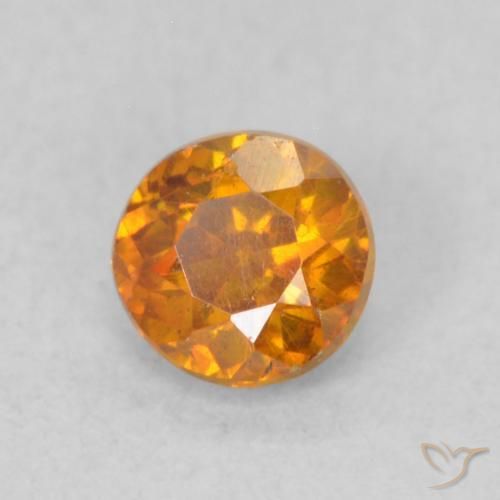Sfalerite Arancio Medio naturale da 0.35 ct, Rotondo, VS-SI