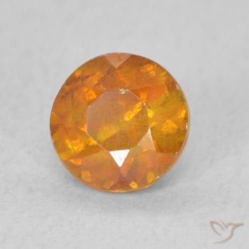 Sfalerite Arancio Medio naturale da 0.61 ct, Rotondo, VS-SI