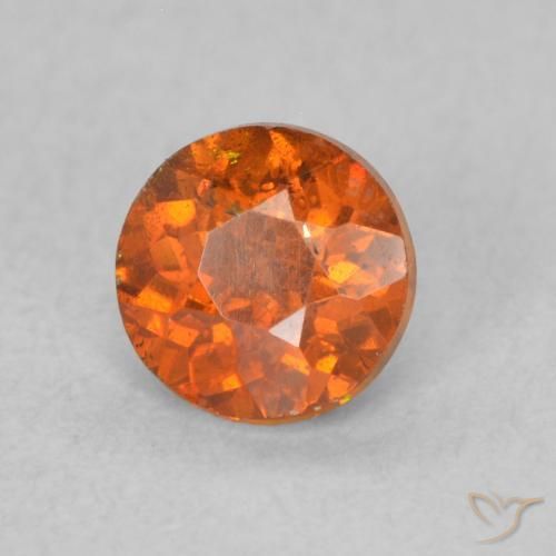 Sfalerite Arancione scuro naturale da 0.59 ct, Rotondo, VS-SI