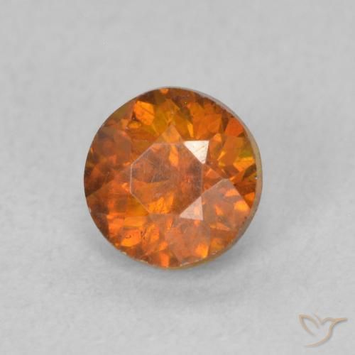 Sfalerite Arancione scuro naturale da 0.73 ct, Rotondo, VS-SI