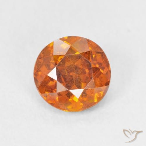1.08ct Naturale Arancio Medio Sfalerite, Rotondo, VS-SI
