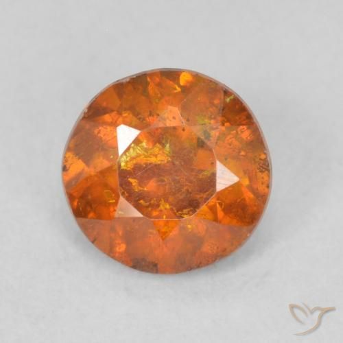 0.62ct Naturale Arancio Medio Sfalerite, Rotondo, SI