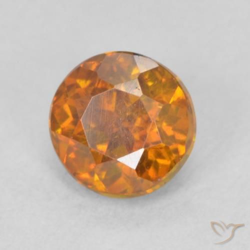 0.64ct Naturale Arancio Terra Sfalerite, Rotondo, SI