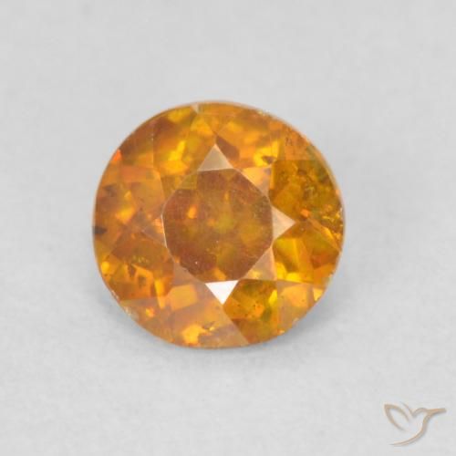 0.42ct Naturale Arancio Medio Sfalerite, Rotondo, SI