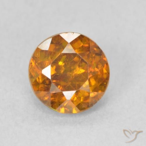 0.77ct Naturale Arancio Terra Sfalerite, Rotondo, SI