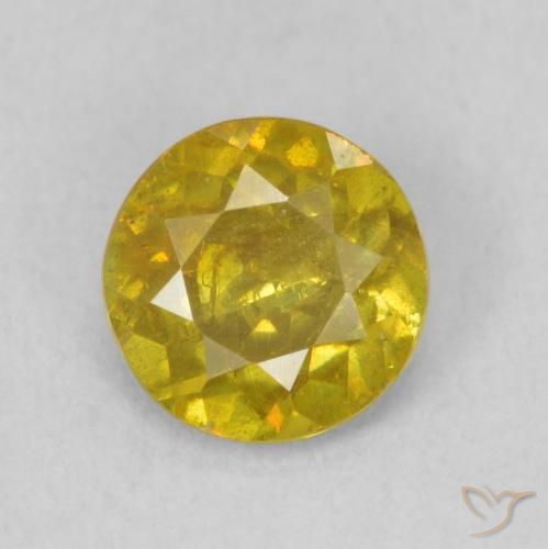 0.75ct Naturale Giallo medio Sfalerite, Rotondo, SI