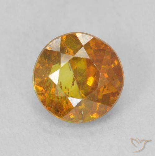 0.91ct Naturale Arancio Medio Sfalerite, Rotondo, SI