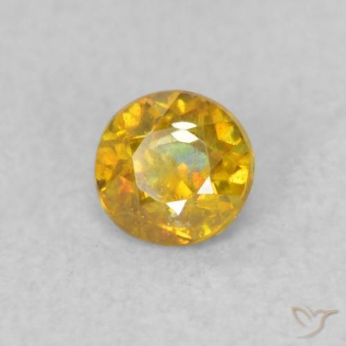 0.19ct Naturale Giallo intenso Sfalerite, Rotondo, SI