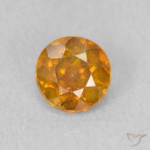0.52ct Naturale Albicocca Arancia Sfalerite, Rotondo, SI