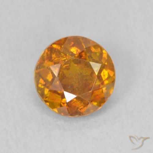 0.72ct Naturale Arancio Terra Sfalerite, Rotondo, SI
