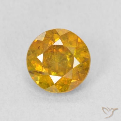 0.74ct Naturale Arancio Dorato Profondo Sfalerite, Rotondo, SI
