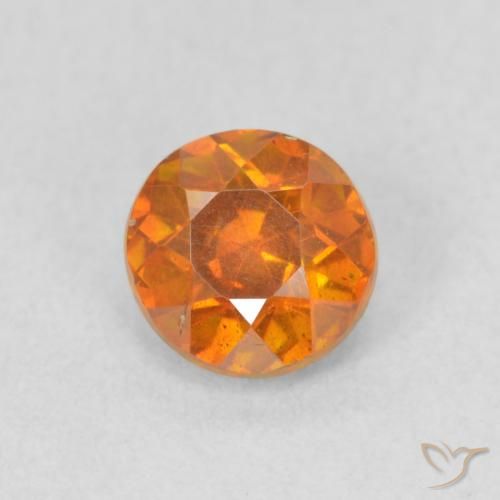 0.75ct Naturale Arancio giallastro Sfalerite, Rotondo, VS-SI