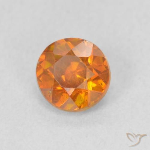 Sfalerite Arancio giallastro naturale da 0.75 ct, Rotondo, VS-SI