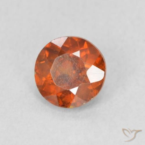 Sfalerite Arancione rossastra naturale da 0.68 ct, Rotondo, VS-SI