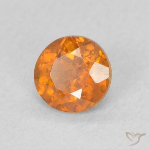 Sfalerite Arancio Intenso naturale da 0.57 ct, Rotondo, VS-SI