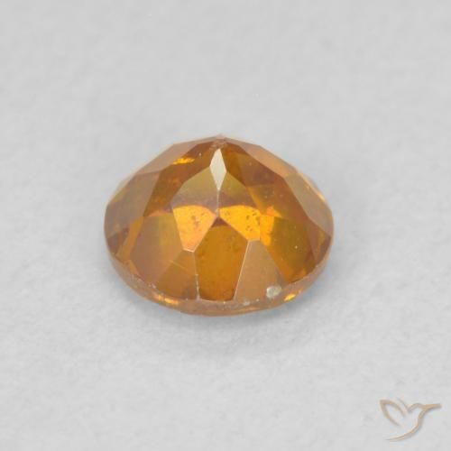 Sfalerite Arancio Intenso naturale da 0.57 ct, Rotondo, VS-SI