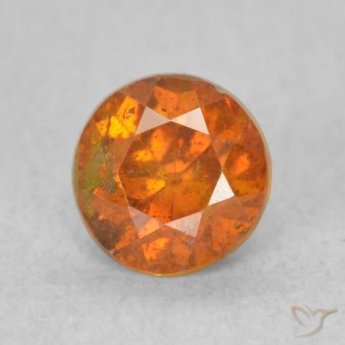 0.63ct Naturale Arancio Medio Sfalerite, Rotondo, SI