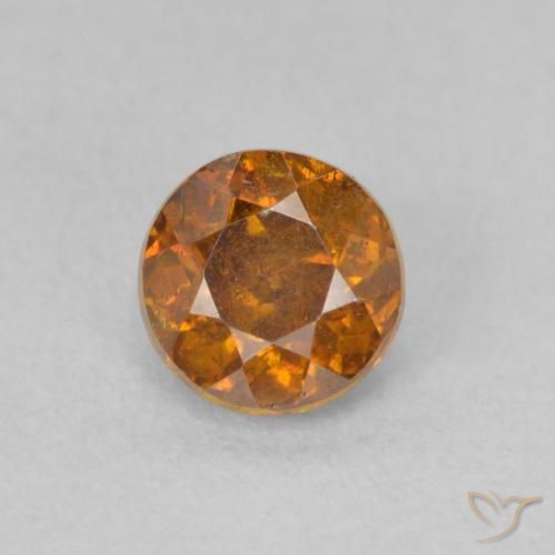 0.75ct Naturale Arancio Terra Sfalerite, Rotondo, SI