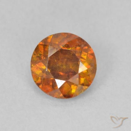 0.66ct Naturale Arancio Terra Sfalerite, Rotondo, SI