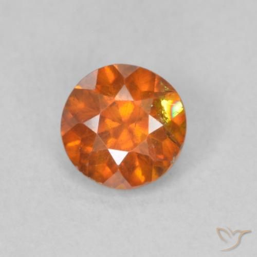 0.42ct Naturale Arancione scuro Sfalerite, Rotondo, SI