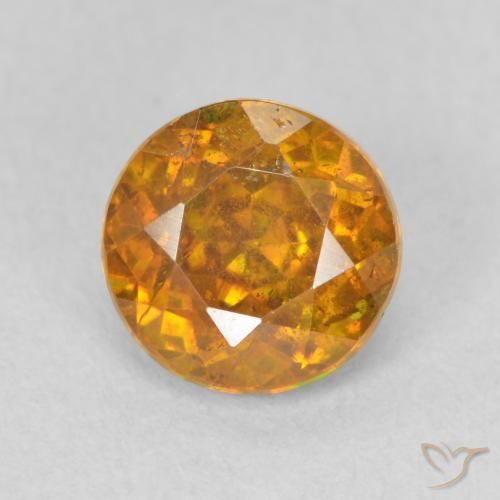 1.37ct Naturale Arancione scuro Sfalerite, Rotondo, SI