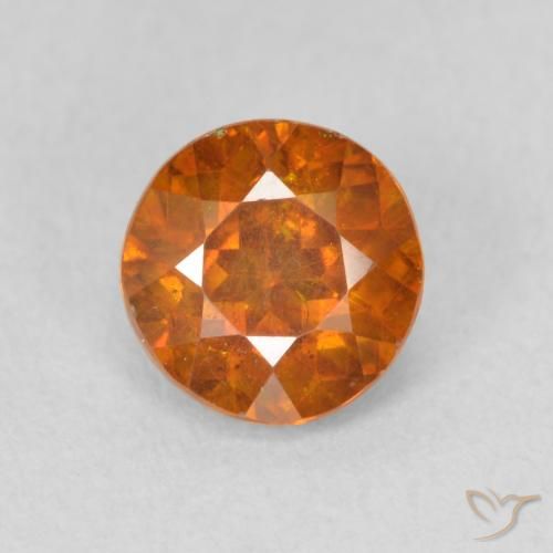 1.10ct Naturale Arancio Medio Sfalerite, Rotondo, SI