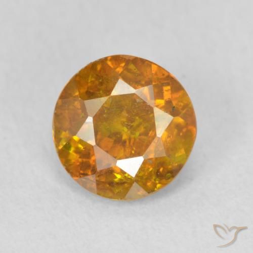 1.11ct Naturale Arancio Medio Sfalerite, Rotondo, SI