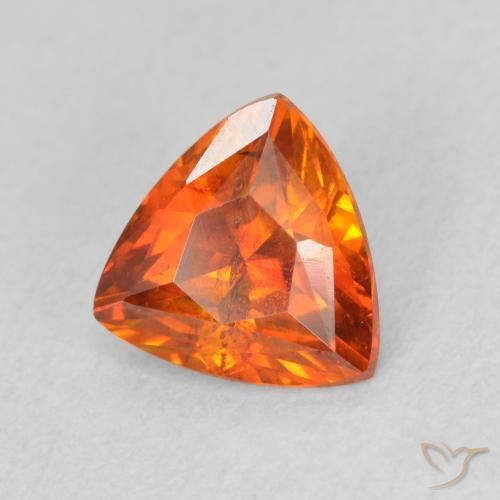 1.61ct Naturale Arancione Ambra Sfalerite, Taglio trillion, VS-SI