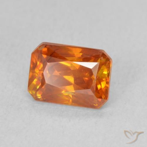 Sfalerite Arancio Medio naturale da 1.60 ct, Ottagonale / Taglio smeraldo, VS-SI