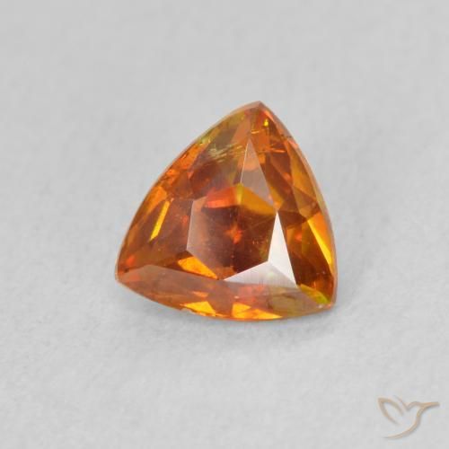 Sfalerite Arancione brillante naturale da 1.08 ct, Taglio trillion, VS-SI