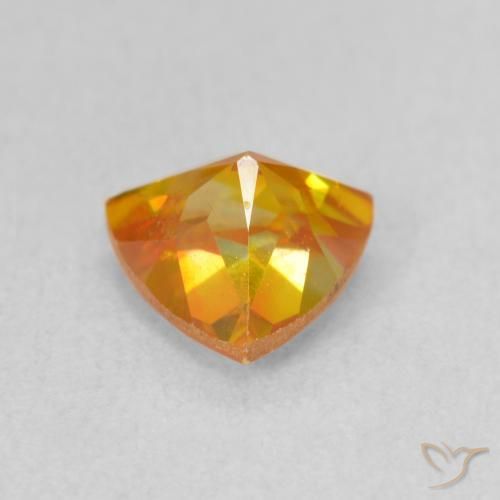 Sfalerite Albicocca Arancia naturale da 1.48 ct, Taglio trillion, SI