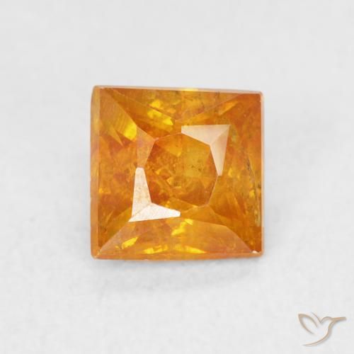 0.85ct Naturale Arancio Medio Sfalerite, Quadrato, SI