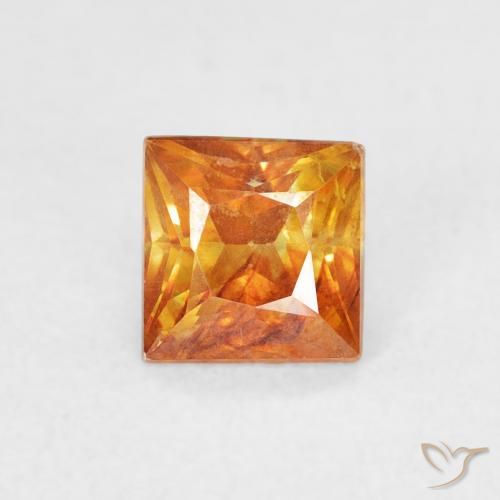 0.88ct Naturale Arancio Medio Sfalerite, Quadrato, SI