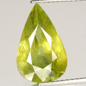 Sfene naturale verde da 5,24 ct, taglio a pera, SI