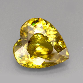 Sfene naturale giallo da 12,18 ct, a forma di cuore, VVS